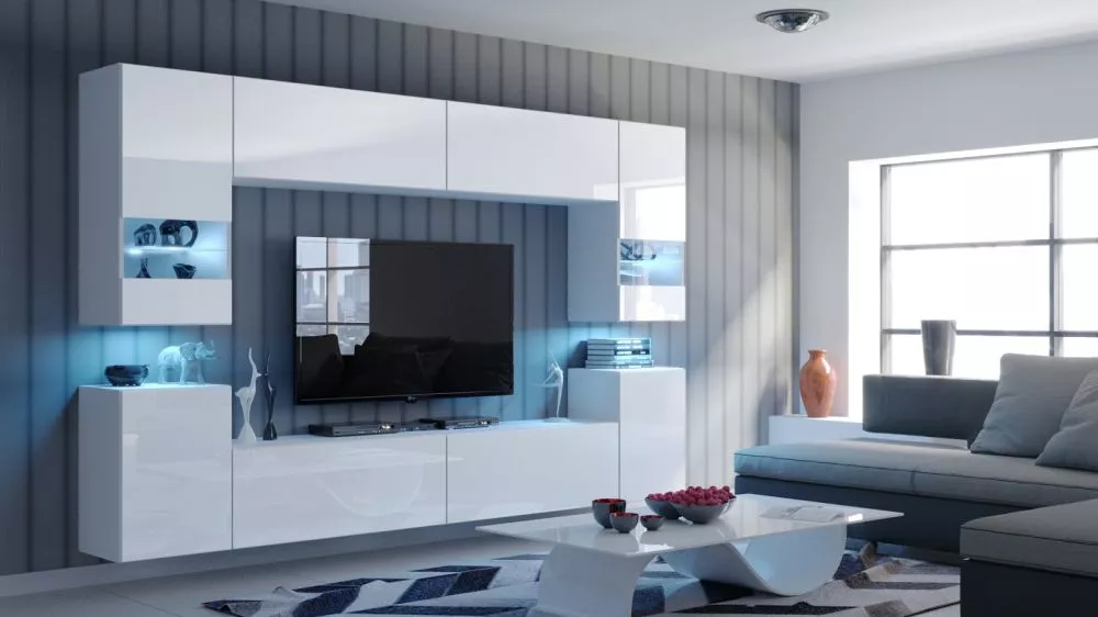 Sekcija Concept 27 ar LED · Balts · 240 × 35 × 176 cm