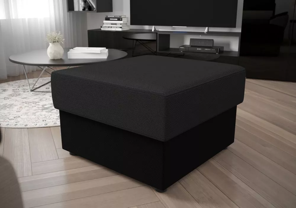 Pufs Rebi P Standard Auduma numurs: Rainbow 27 + 15, · Tumši pelēks + melns · 70 × 36 × 70 cm