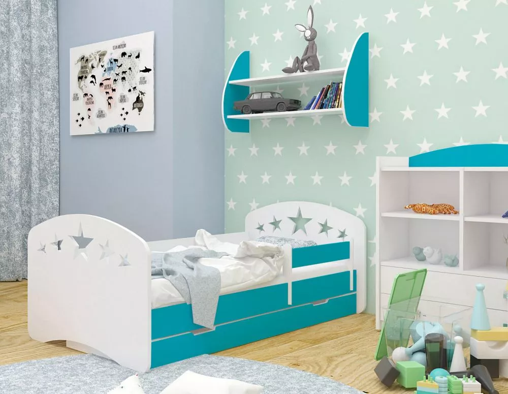 Bērnu gulta Happy Design Gwiazdki L02 140x70 ar stelāžu Guļamvietas platums: 70 cm, Guļamvietas garums: 140 cm, · 82 × 1