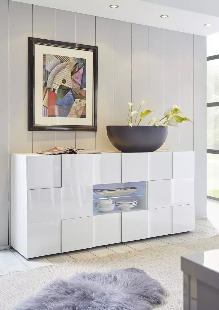 Kumode Dama 07 ar LED · Balts · 181 × 43 × 84 cm