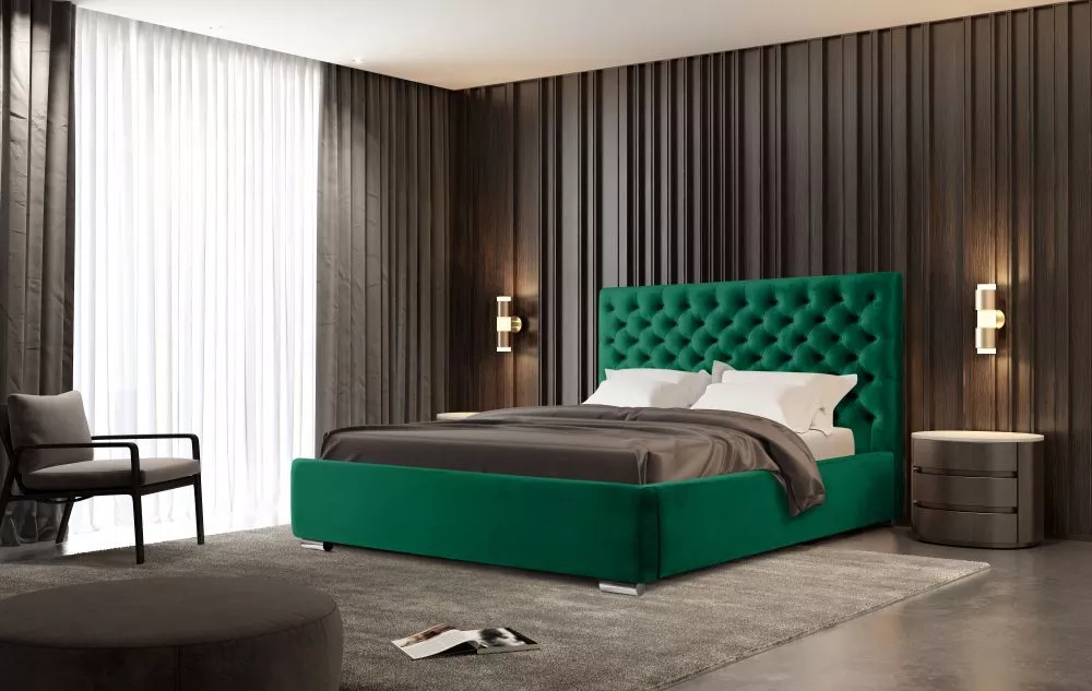 Gulta Chester Standard ar stelāžu Guļamvietas platums: 140 cm, Guļamvietas garums: 200 cm, stelāžas tips: koka, · Zaļš ·