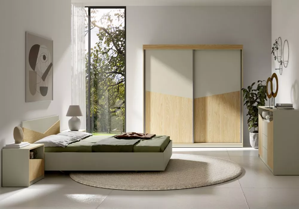 Gulta Aston 8/9 ar stelāžu Guļamvietas platums: 160 cm, Korpusa krāsa: bēši pelēks, Guļamvietas garums: 200 cm, · 165 × 
