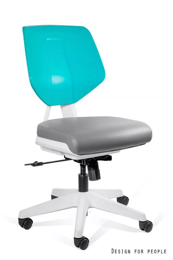Datorkrēsls Kaden Low Korpusa krāsa: pelēks, Elementu krāsa: tirkīzs, Sēdvietas platums: 44 cm, · 62 × 47 × 95 cm