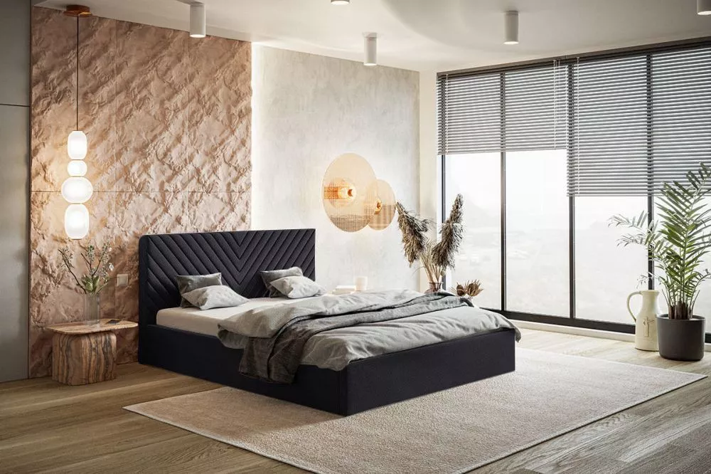 Gulta Gold 8 standard ar stelāžu Guļamvietas platums: 140 cm, Guļamvietas garums: 200 cm, stelāžas tips: koka, · Melns ·