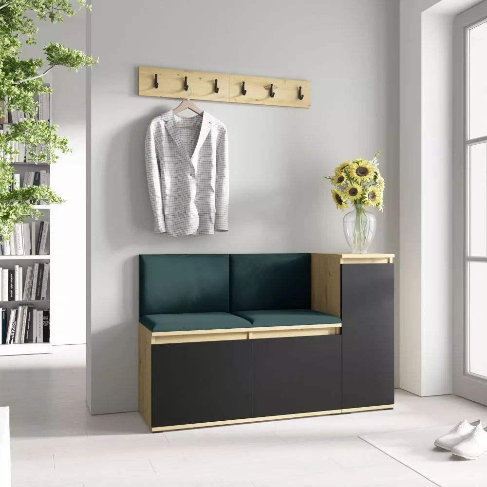 Apavu plaukts Emi 25 Trinity Korpusa krāsa: ozols artisan + melns, · 130 × 40 cm