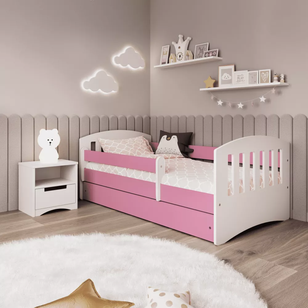 Bērnu gulta Classic 1 Premium ar stelāžu Guļamvietas platums: 80 cm, Guļamvietas garums: 140 cm, · 90 × 144 × 65 cm