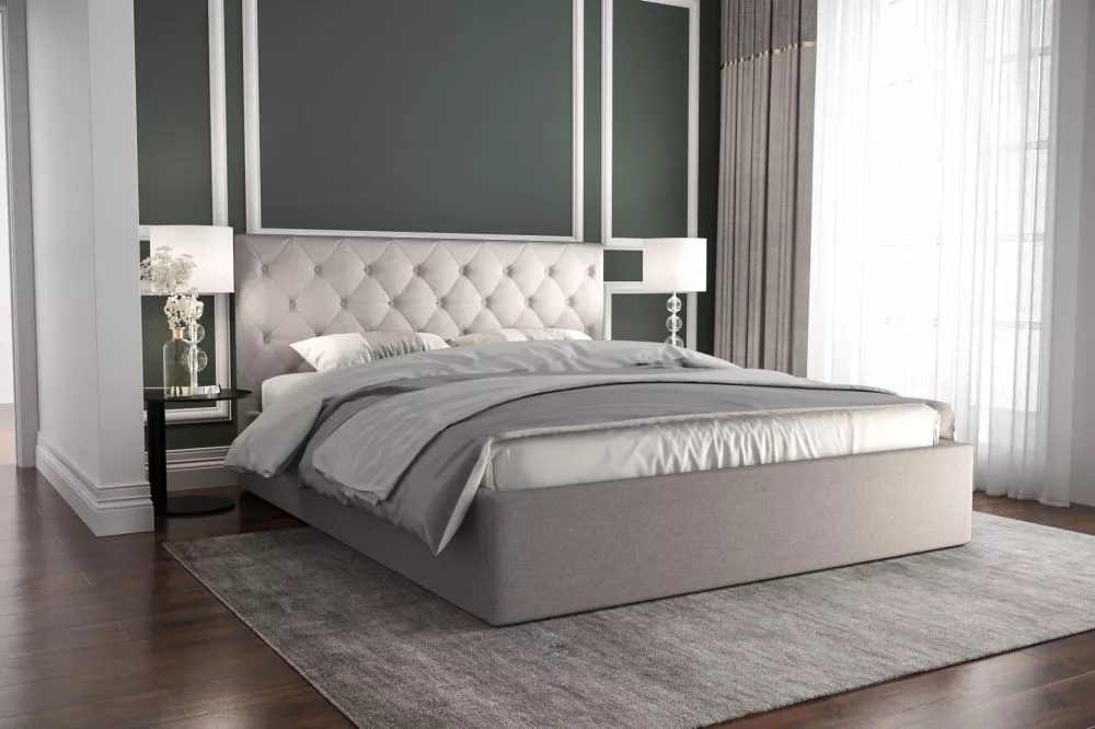 Gulta Pier Standard ar stelāžu Guļamvietas platums: 200 cm, Guļamvietas garums: 200 cm, stelāžas tips: koka, · Gaiši pel