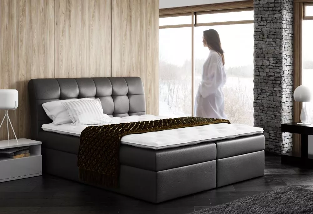 Gulta Diego Boxspring Classic Standard Guļamvietas platums: 200 cm, Guļamvietas garums: 200 cm, · Melns · 200 × 217 × 12