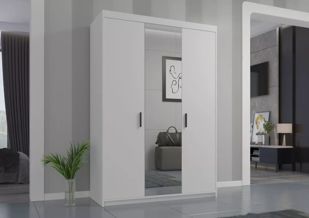 Skapis Elena 3D ar spoguli · Balts · 133 × 53 × 190.5 cm