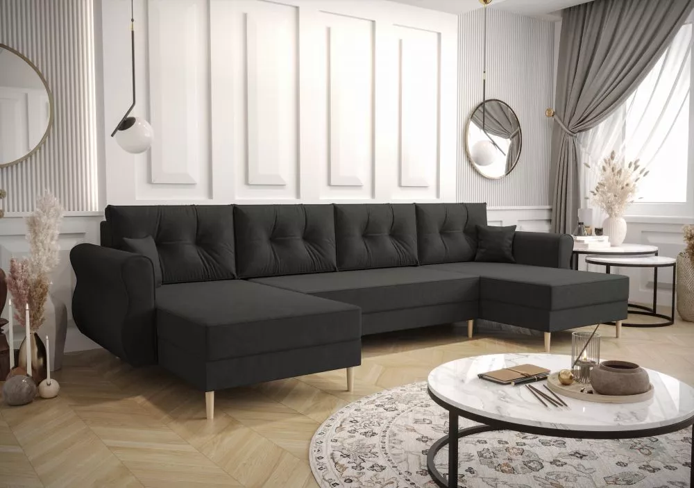 Dīvāns Apollo U Standard · Grafīts · 140 × 300 × 93 cm