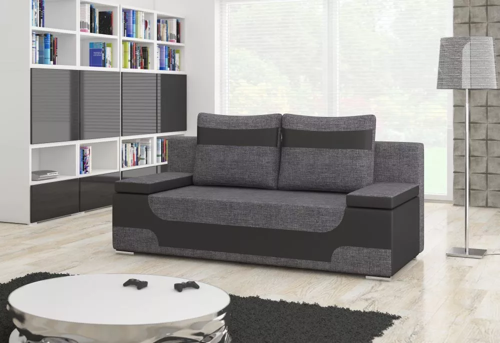 Dīvāns Area standard · Pelēks + melns · 92 × 200 × 90 cm