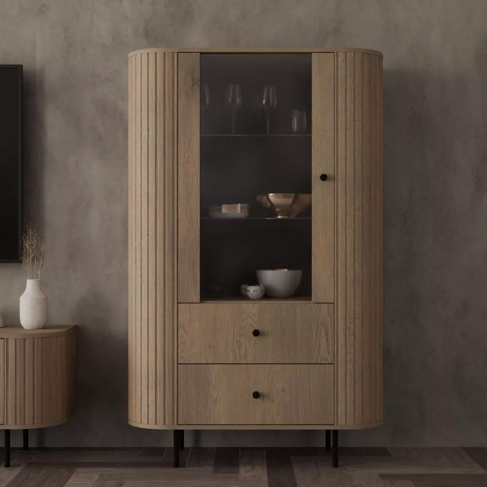 Sekcija Ovalio 112 · Ozols kremona · 97 × 42 × 155 cm