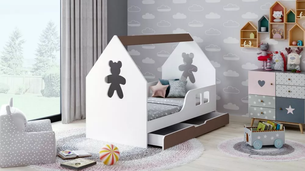Bērnu gulta House 4 Comfort ar stelāžu Guļamvietas platums: 80 cm, Guļamvietas garums: 160 cm, · 84.5 × 165 × 120 cm