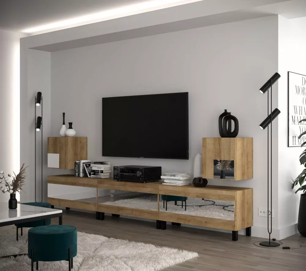 Sekcija New Concept C99 · Zelta ozols · 257 × 35 × 102 cm
