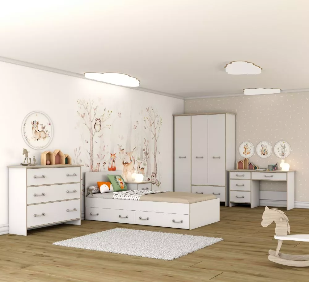 Bērnu gulta Kosmo 36 ar stelāžu Guļamvietas platums: 90 cm, Guļamvietas garums: 200 cm, · 96.2 × 205 × 80 cm