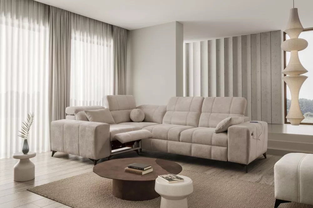 Dīvāns Dafne 2 Mix Standard · Kapučino · 205 × 276 × 77 cm