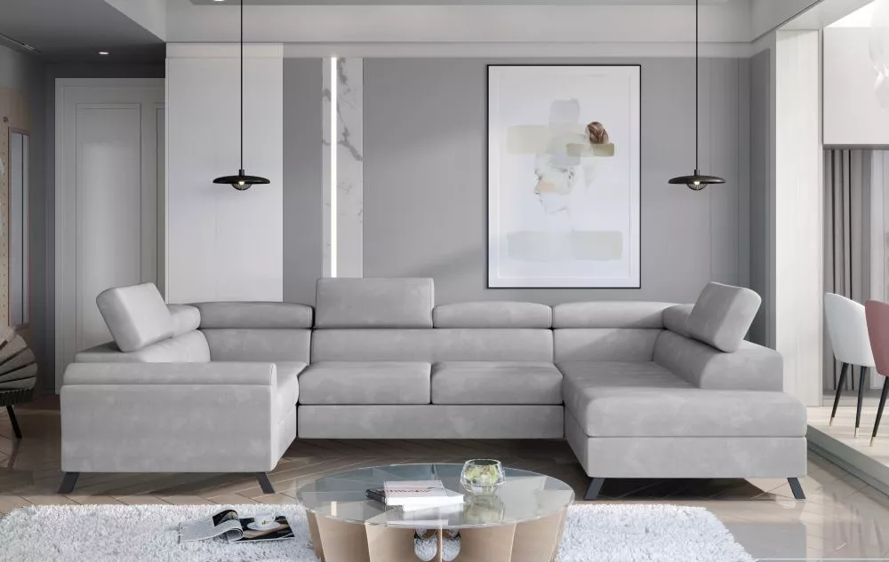 Dīvāns Escada standard · Gaiši pelēks · 200 × 336 × 76 cm
