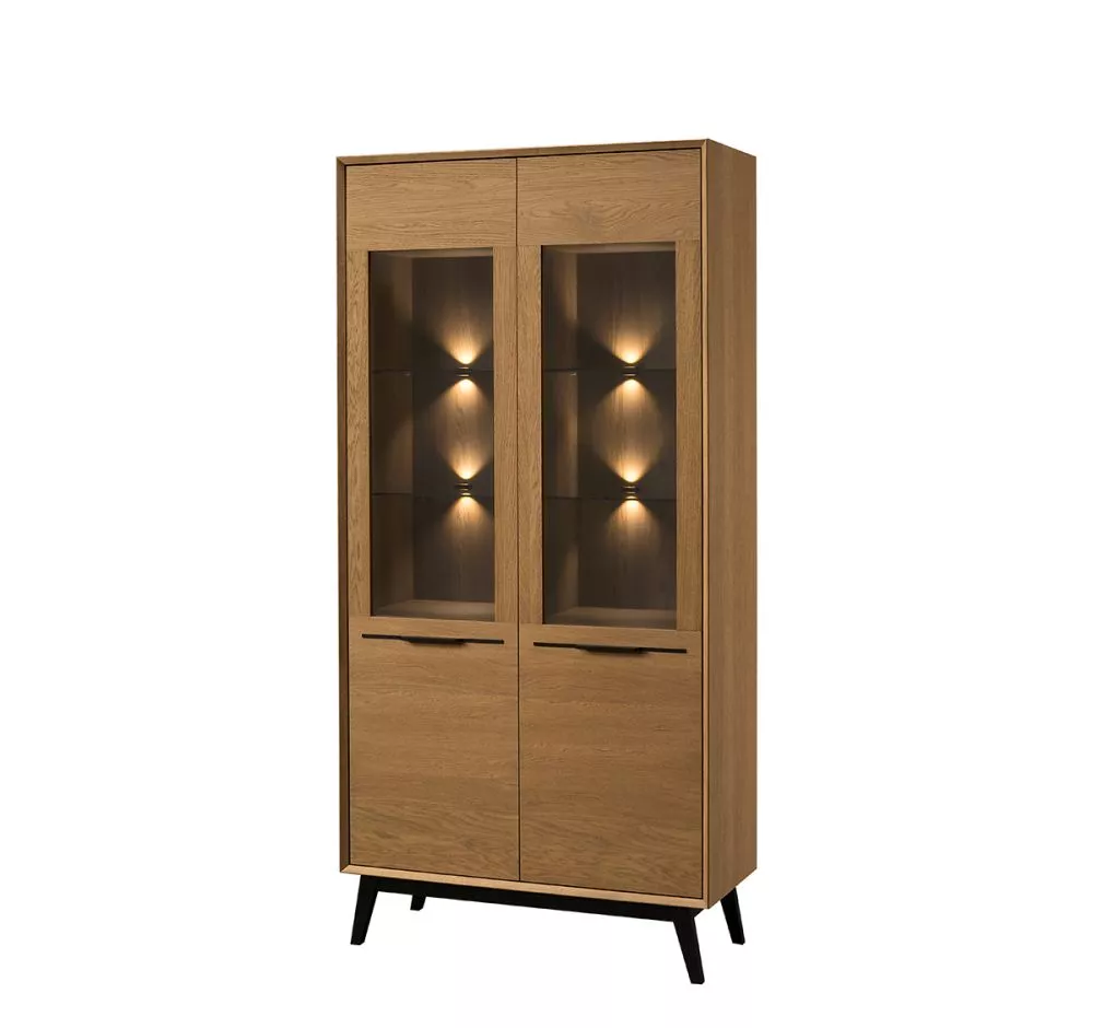 Sekcija Lazure 12 ar LED · Dižskābardis + melns · 95 × 42 × 195 cm
