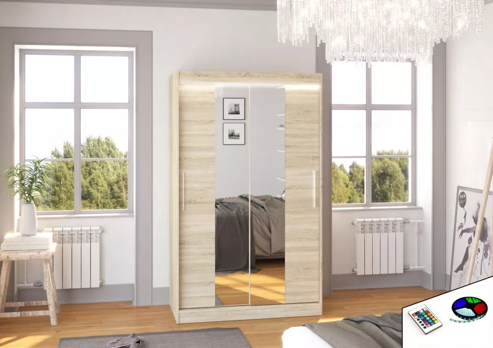 Skapis Santos ar LED · Sonoma · 120 × 58 × 200 cm