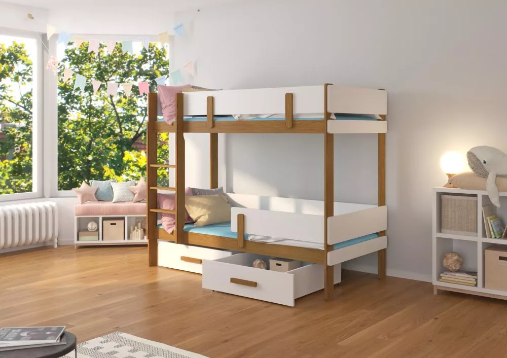 Bērnu gulta Etiona Colour ar stelāžam Guļamvietas platums: 80 cm, Guļamvietas garums: 180 cm, · 93 × 188 × 156 cm