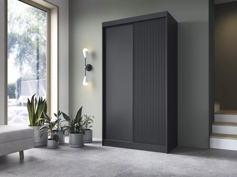 Skapis Prescco · Melns · 120 × 60 × 220 cm