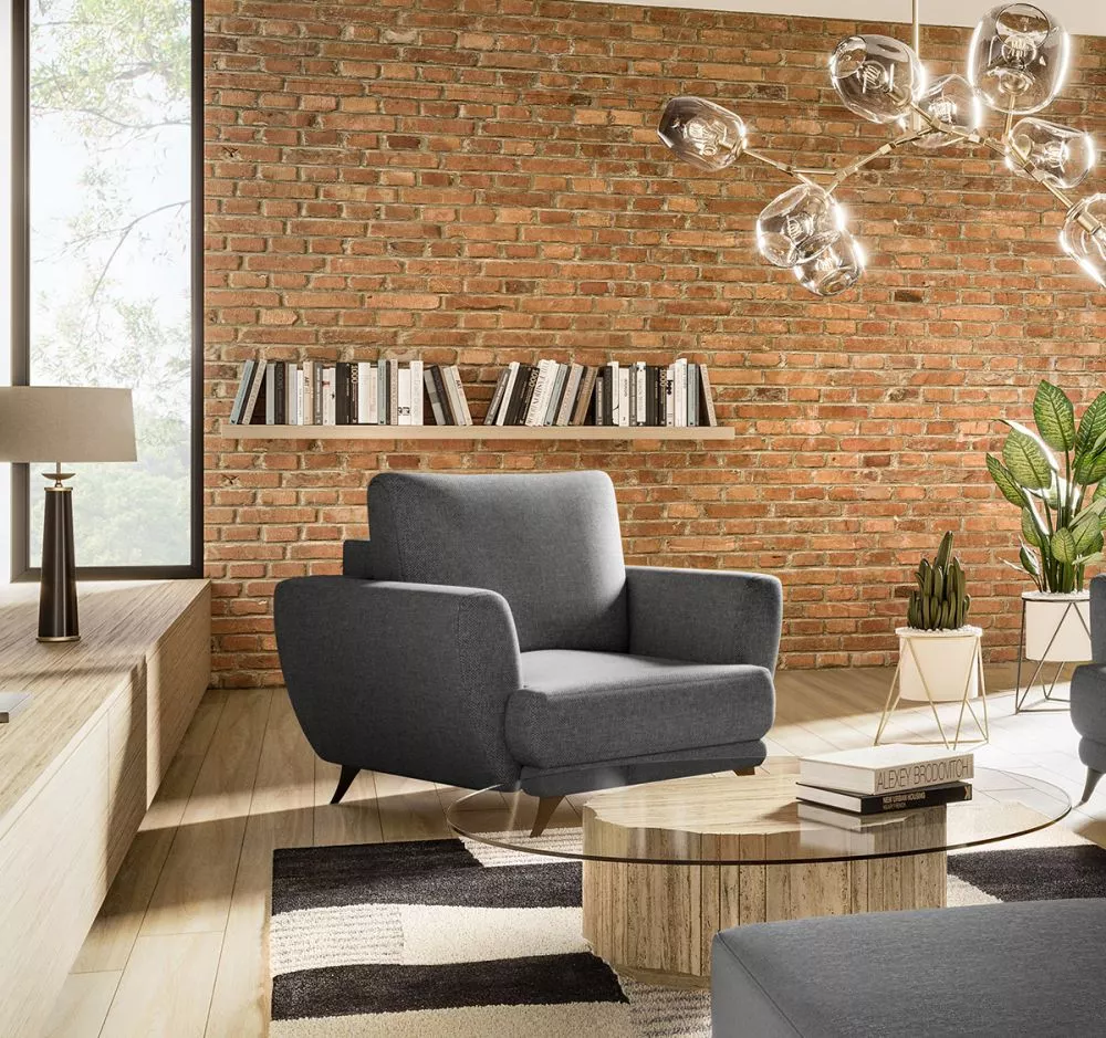 Mīksts krēsls Megis 1S Premium standard Sēdvietas dziļums: 60 cm, · Antracīts · 102 × 94 × 87 cm