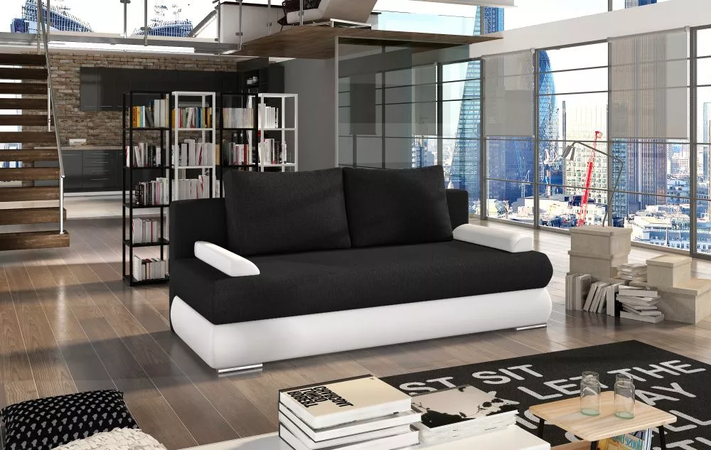 Dīvāns Milo Lux standard · Melns + balts · 95 × 213 × 90 cm