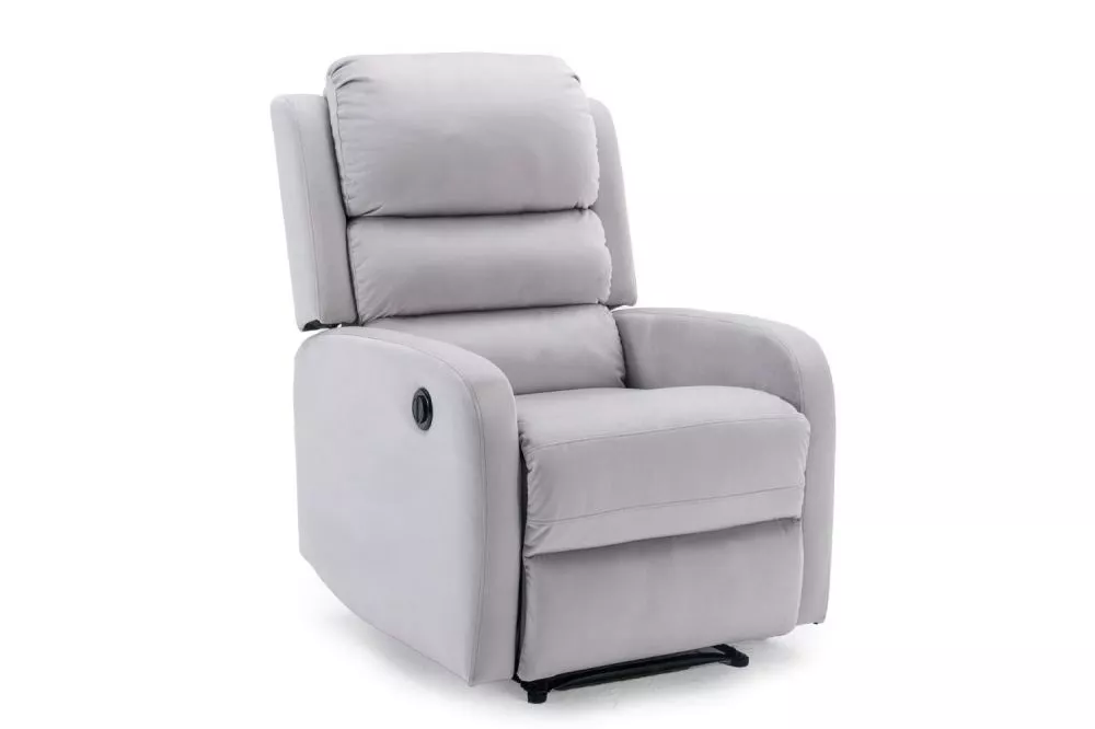 Mīksts krēsls Pegaz Comfort Velvet Sēdvietas dziļums: 53 cm, Maksimālais dziļums: 160 cm, · Gaiši pelēks · 64 × 88 × 102