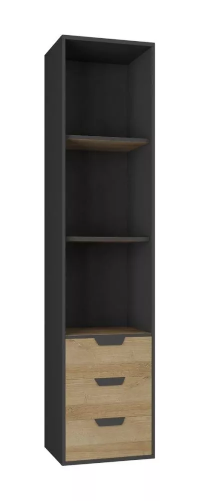 Sekcija Nano 6 · Grafīts + ozols riviera · 45 × 40 × 195 cm