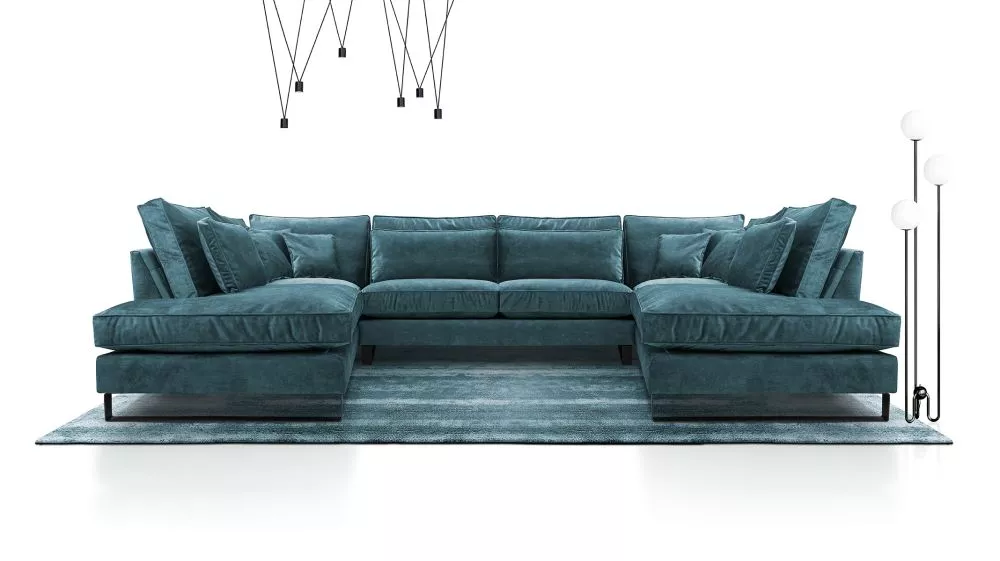 Dīvāns Corblack U Standard · Zils · 224 × 407 × 103 cm