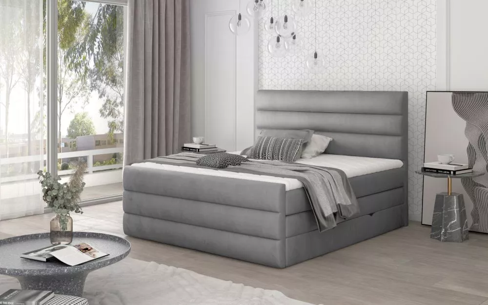 Gulta Cande Boxspring Lux standard Guļamvietas platums: 160 cm, Guļamvietas garums: 200 cm, · Gaiši pelēks · 160 × 220 ×