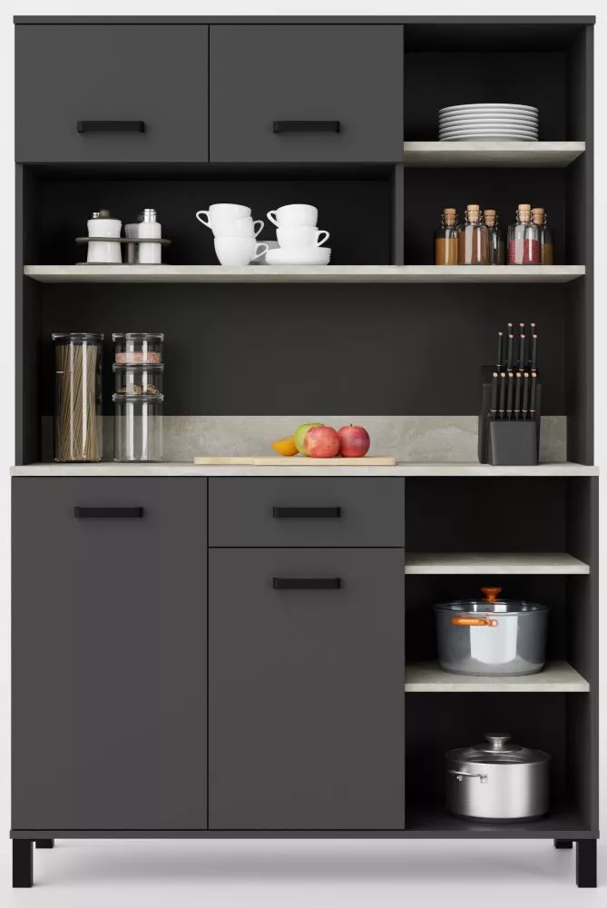 Sekcija Linda Buffet 120 Korpusa krāsa: antracīts, · 119 × 35 × 177 cm
