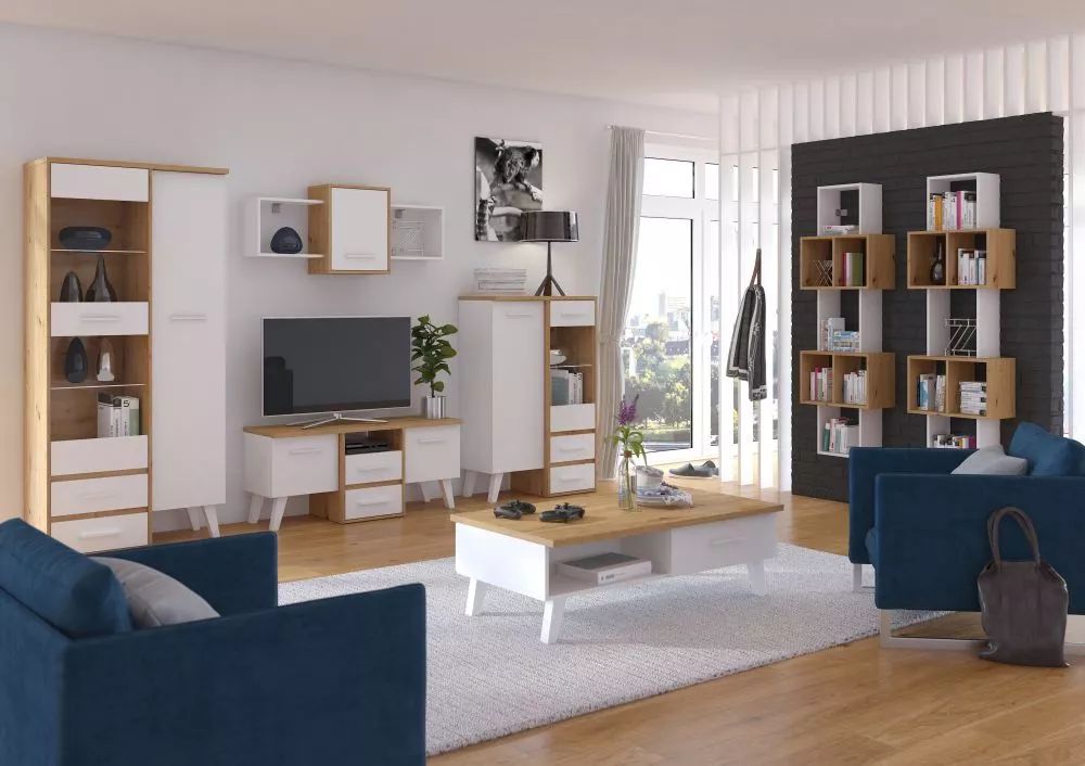 Sekcija Nordis Z1 Korpusa krāsa: ozols artisan, Elementu krāsa: balts,