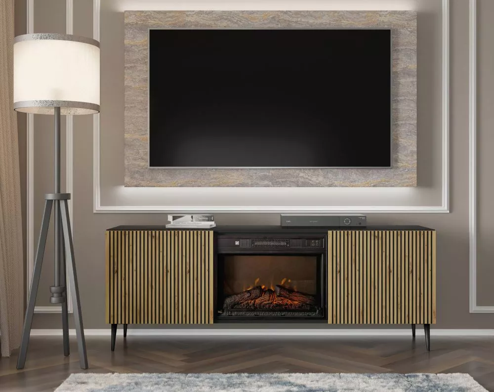 TV tumba Ravenna RTV 2D ar kamīnu · 170 × 42 × 63 cm