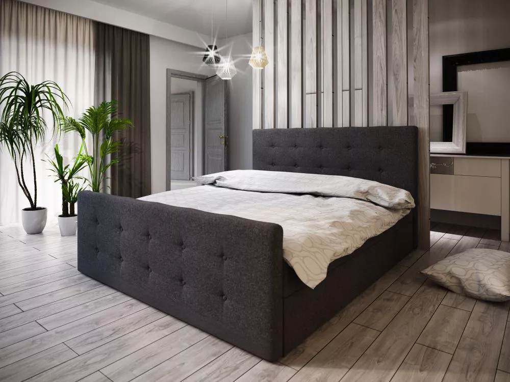 Gulta Milano 1 Boxspring Standard Guļamvietas platums: 160 cm, Guļamvietas garums: 200 cm, · Melns · 165 × 216 × 106 cm