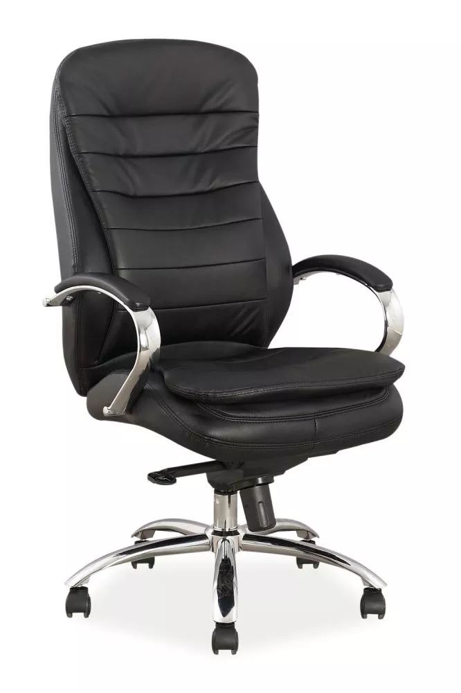 Datorkrēsls Q-154 Leather · Melns · 65 × 53 × 116 cm