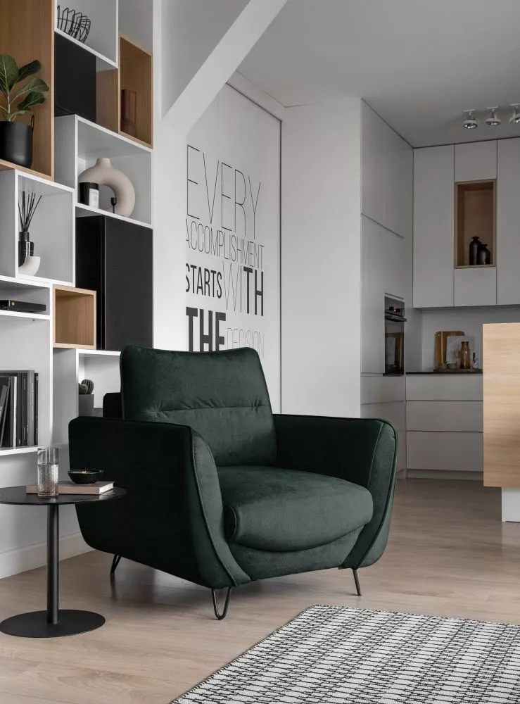 Mīksts krēsls Silva 1S Premium Standard Sēdvietas dziļums: 60 cm, · Tumši zaļš · 93 × 95 × 82 cm