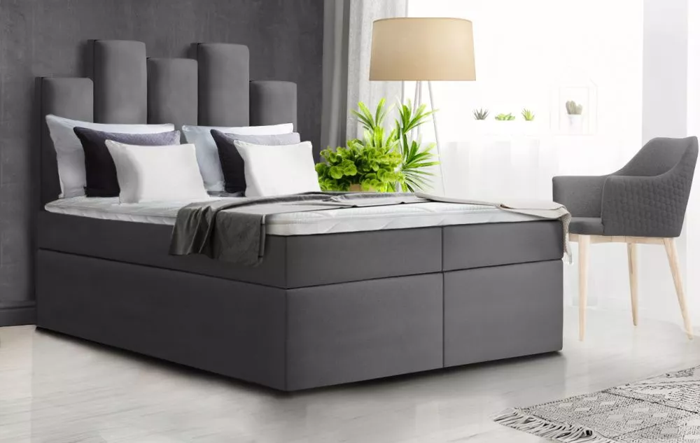 Gulta Zeus Boxspring Standard Guļamvietas platums: 140 cm, Guļamvietas garums: 200 cm, · Antracīts · 140 × 213 × 133 cm