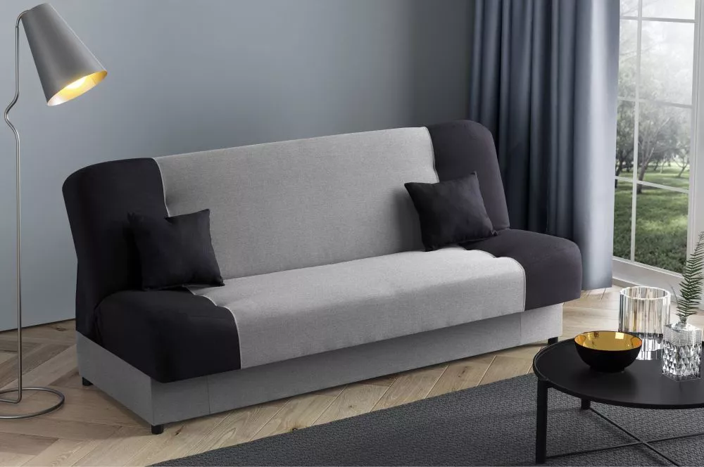 Dīvāns Sofa Bed 124 standard · Pelēks + melns · 90 × 198 × 85 cm