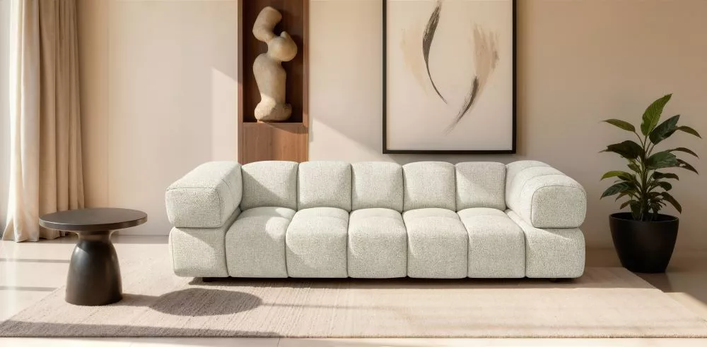 Dīvāns Averro 4S Standard · Gaišais krēms · 96 × 280 × 70 cm