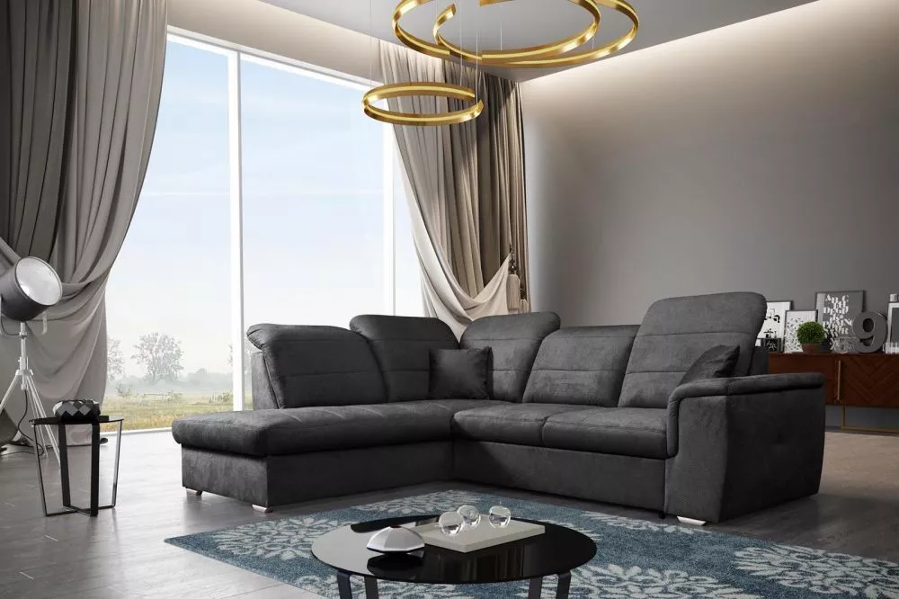 Dīvāns Bergamo L Corner standard · Antracīts · 203 × 261 × 87 cm