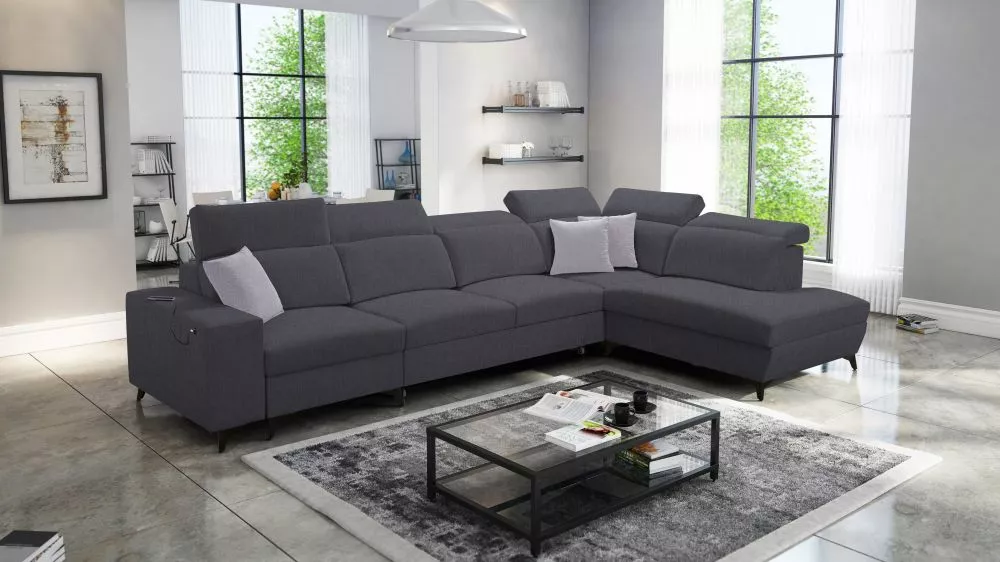 Dīvāns Bartone 11 Mix Standard · Tumši pelēks · 224 × 359 × 83 cm