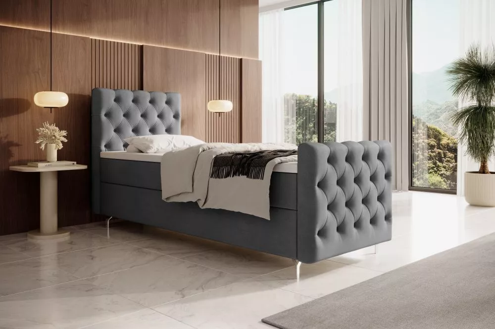 Gulta Chester Plus 80/90 Bonell Boxspring Standard Guļamvietas platums: 80 cm, Guļamvietas garums: 200 cm, · Tumši pelēk
