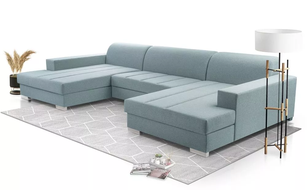 Dīvāns Mistral U Standard · Gaiši zils · 177 × 354 × 76 cm