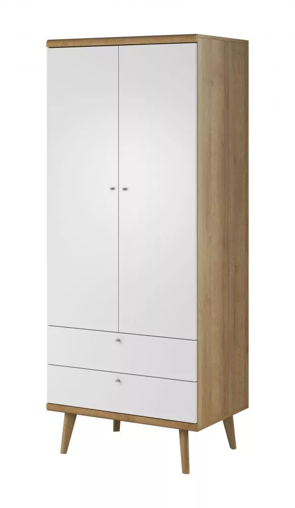 Skapis Primo PSZ80 · Ozols riviera + balts · 80 × 56 × 197 cm