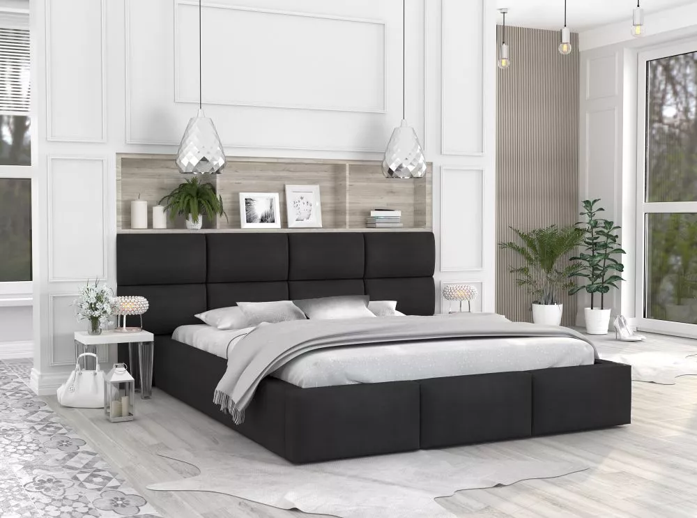 Gulta Denver Basic Standard ar stelāžu Guļamvietas platums: 180 cm, Guļamvietas garums: 200 cm, stelāžas tips: koka, · M