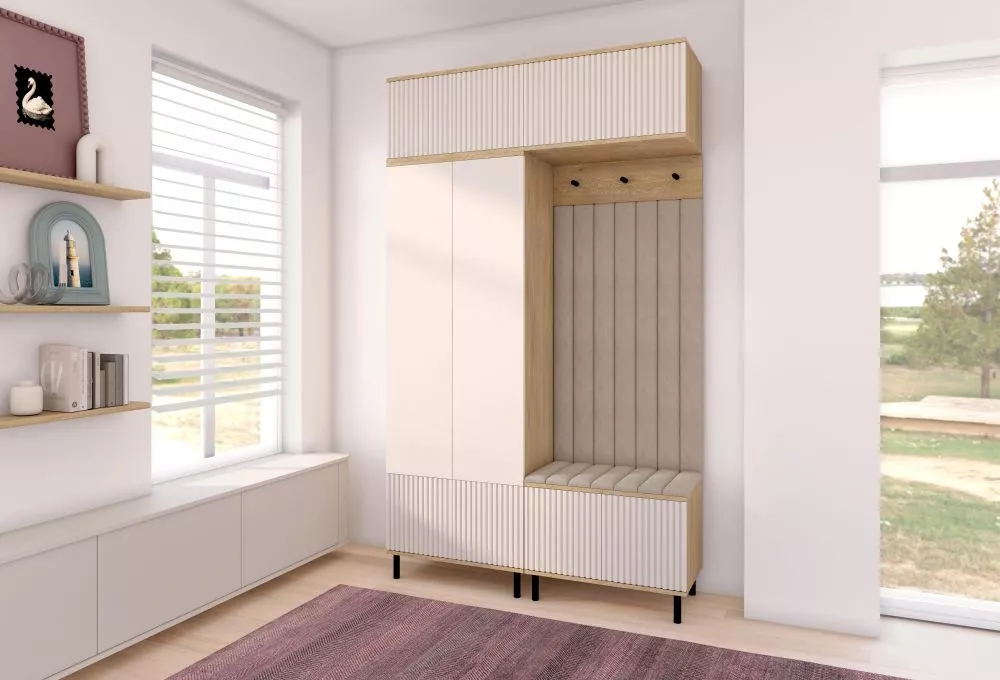 Apavu plaukts Bello 2 Trinity Korpusa krāsa: ozols cremona + kašmira, · 140 × 235 × 40 cm