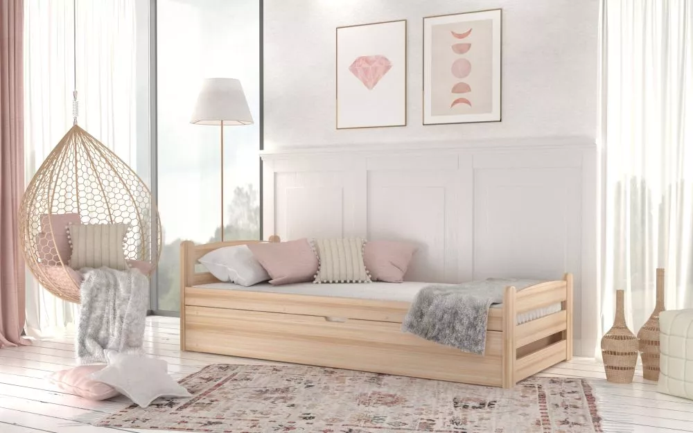 Gulta Dawid 90x200 ar stelāžu Guļamvietas platums: 90 cm, Guļamvietas garums: 200 cm, · Priede · 97 × 206 × 62 cm