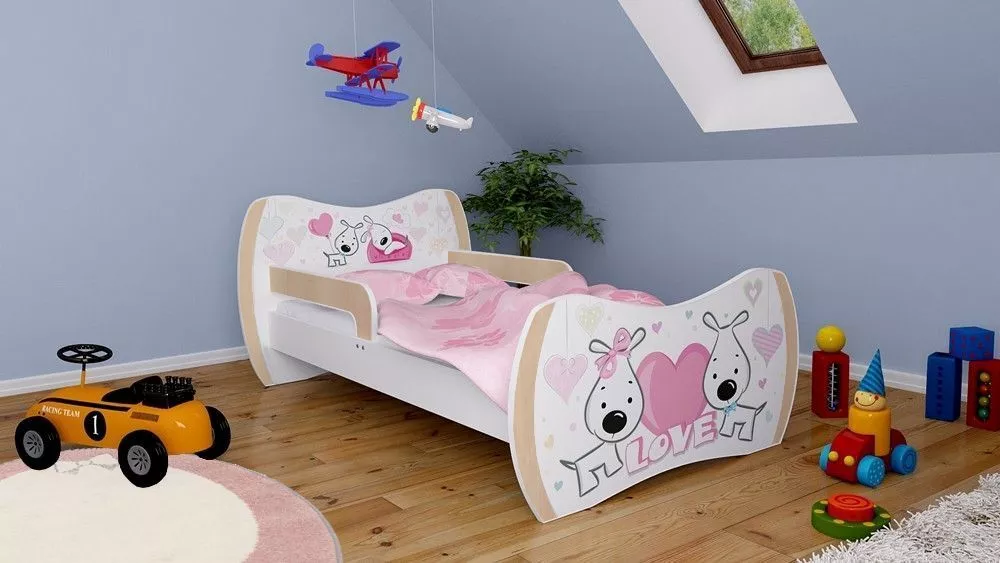 Bērnu gulta Dream L05 180x90 DM02 ar stelāžu Guļamvietas platums: 90 cm, Guļamvietas garums: 180 cm, · 114 × 184 × 71 cm