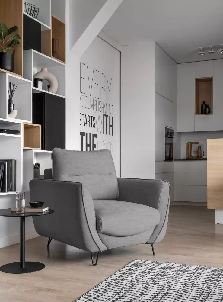 Mīksts krēsls Silva 1S Premium Standard Sēdvietas dziļums: 60 cm, · Gaiši pelēks · 93 × 95 × 82 cm